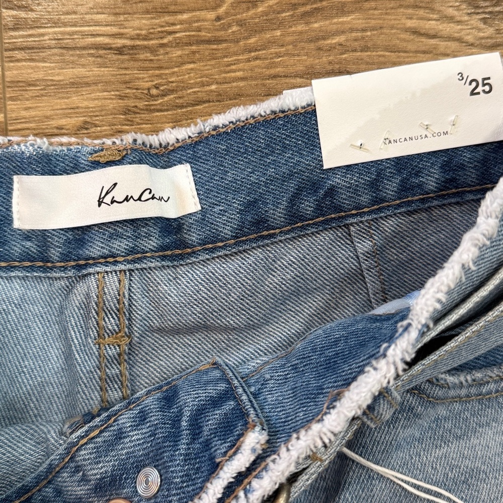 KanCan Light Blue Frayed Hem Jean Shorts NEW - Picture 2 of 8